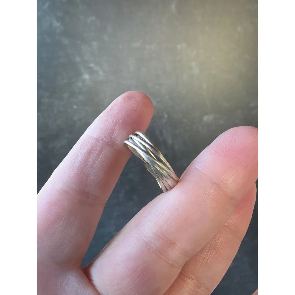 925 Sterling Silver Intertwined Bands Ring, Size US 8.5 Vintage